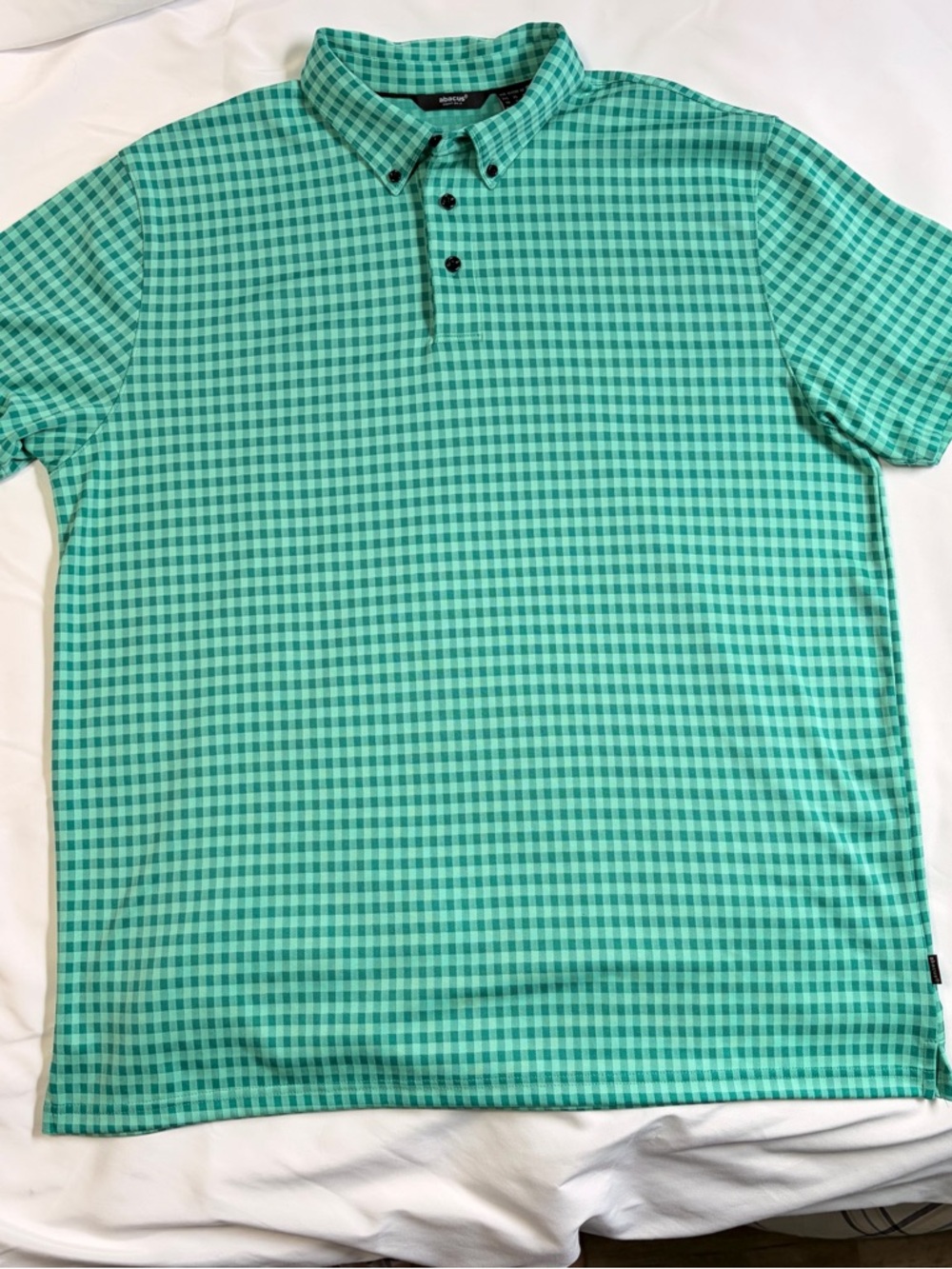 Abacus Polo Shirt Men's Size 2XL Shades Of Green  Striped Polyester Short Sleeve